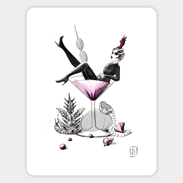 Paloma in a martini glass Magnet by Cleyvonslay